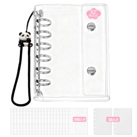 Hohotoon Sealing Notebook, Plastan, Transparent, A7 Size, Mini Binder (20 Refills, 2 Underlays, 1 Strap), Clear Binder, PP Sheet, 3-Layer Structure, Clear Card Pocket, Notebook, Card Sleeve, Binder Type Notebook, Girls, Collage Notebook (Transparent, 6 Holes)