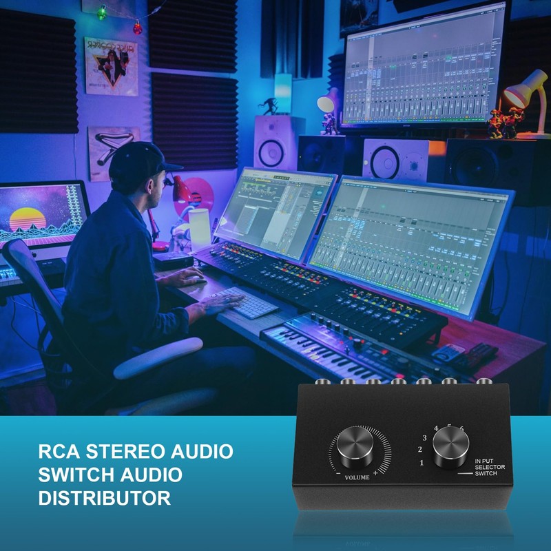 Wanjorlay 6 in 1 Out L/R Stereo Audio Switcher with