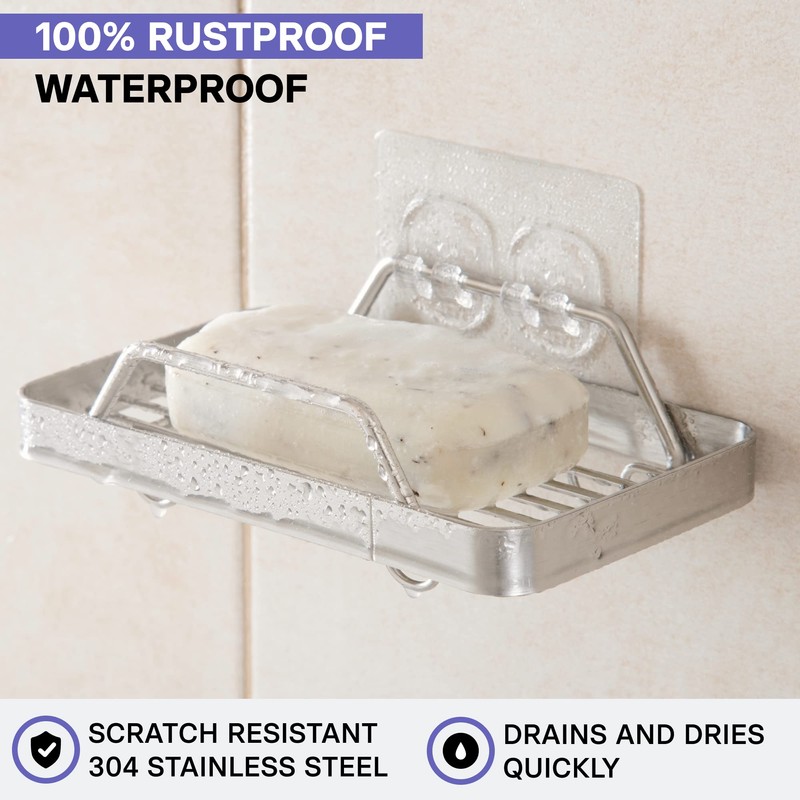 KINCMAX Premium Adhesive Soap Holder for Shower Wall - Drill