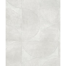 CONCORD WALLCOVERINGS ™ Textured Wallpaper Vintage Geometric Featuring Circles and Dots, Grey Silver Beige, 21 in x 33 Ft (56 sq. ft), 32824