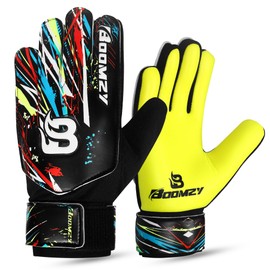 BOOMZY Soccer Goalie Gloves for Kids Boys Children, Youth & Adult Football Goalkeeper Gloves with Double Wrist Protection (Yellow Fluorescent, Size 5 suitable for 9 to 12 years old)