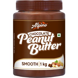 Alpino Chocolate Peanut Butter Smooth 1 KG / 35 Oz | Made With Roasted Peanuts, Cocoa Powder & Choco Chips | 100% Non-GMO | Gluten-Free | Vegan