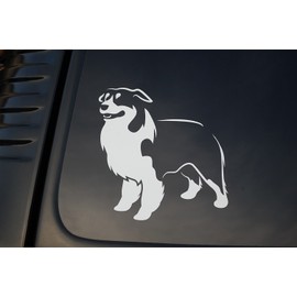 Australian Shepherd Dog Sticker Vinyl Decal Choose Color & Size!! (V179) (6.25" X 5.5", Silver)