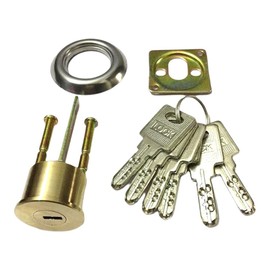 BE-TOOL Rim Cylinder Lock Single Head Copper Lock Cylinder with 6 Pcs Keys Replacement Lock Cylinder Easy to Use for Home, Office, Garden Shed