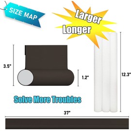 Door Draft Stopper Bottom One Sided Door Draft Blockers，37" Cutable Under Door Draft Blocker Insulator Door Sweep Weather Stripping Soundproof，Fits for Interior／Exterior Doors，1 Pack,Brown