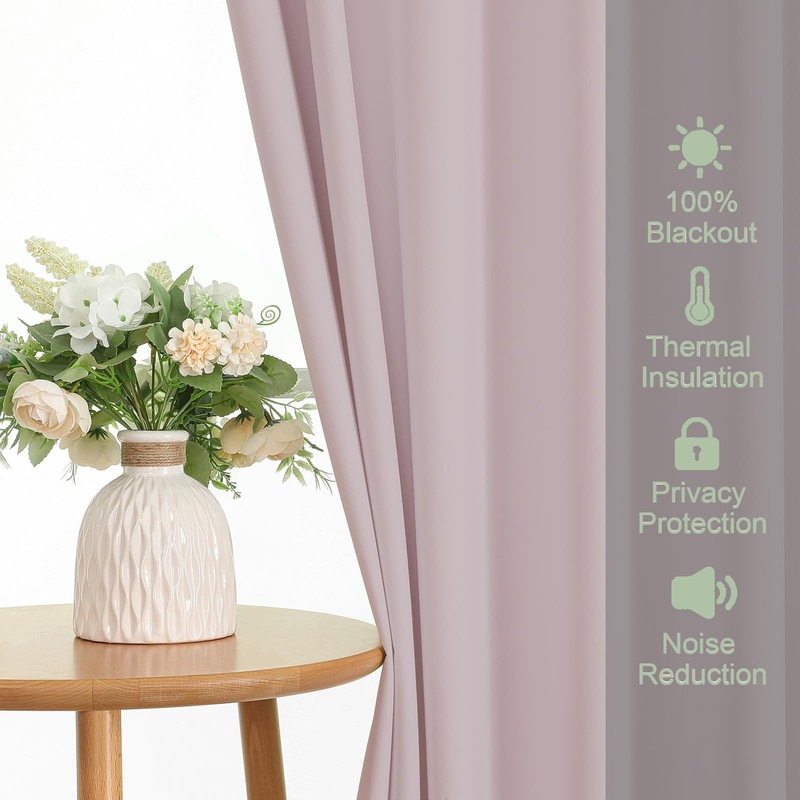 Aiyufeng Pink Blackout Curtains 96" Long