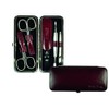 Pfeilring Adult Manicure Case, Cowhide Leather, Bordeaux, 5 Pieces, Nickel