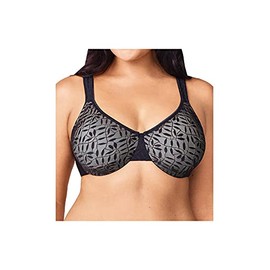 Olga Women's Sheer Leaves Minimizer Bra, Rich Black/Gray Contrast, 40D