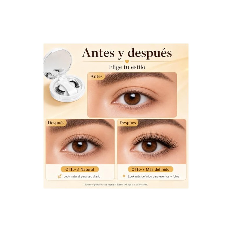 2 Pares Superior e Inferior de Pesta?as Magn?ticas Naturales sin