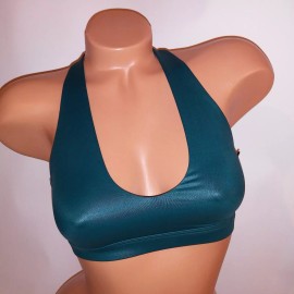 Victoria's Secret Victoria Secret Sports Bra XS Green Wet Look Racerback Solid Wireless New