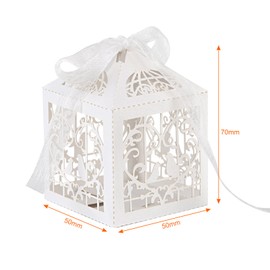 Naler 50pcs Wedding Gift Box, Candy Gift Box Paper Box for Wedding Birthday Decoration Baby Shower Party Favor Small Gift Packing with Ribbon, White