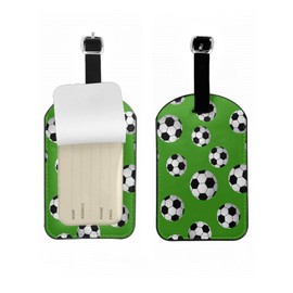 Zoczos Football Travel Baggage Bag Tags Outdoor Exercise Competition Green Background Luggage Tags Travel Suitcase Tags with Name ID Card for Luggage Suitcase Schoolbag Lunchbag, 1 Pack