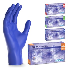 ARNOMED Disposable Gloves, Dark Blue, Pack of 100, Nitrile Gloves, L, Disposable Gloves, Powder-Free, Latex-Free Rubber Gloves, Available in S, M, L & XL