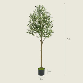 Defeena Artificial Olive Tree 5ft – Realistic Faux Plant Indoor/Outdoor Decor with Lifelike Leaves,Fake Olive Tree