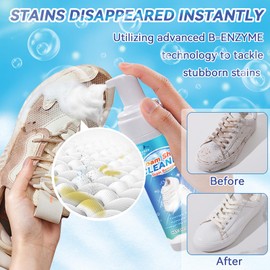 Shoe Cleaner Kit, 6.76 Oz Sneaker Cleaner with Shoe Whitener, White Shoe Cleaner Removes Dirt and Stain, Shoe Cleaning Kit for Leather, Knit, Boots, Canvas, Rubber, PU, Suede