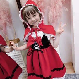 Moerstar Halloween Cosplay, Girls, Red Costume, Fairy Tales, Children, Red Riding Hood Costume, For Events, School Festivals, Stage Performances, Recitals, Christmas, Birthday, Present (Height 43.3
