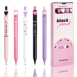 ZGQHZR Gel Pens 5-Pack Quick-Dry Smudge-Resistant Ink, Writing Tools for School, Office, Creative Projects | Aesthetic Gift Set for Students/Teachers/Nurses/Professionals (Pink)