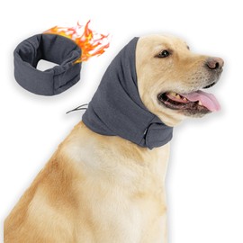 PAPIAMEN Ear Muffs for Dogs,Calming Hoodie Thunder Head Wrap,No Shake Anxiety Relief Pet Covers Ear Noise Protection Vest for Dogs for Fireworks,Vet Visits,Bathing(Grey,L)