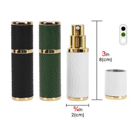 LUEXBOX 3 Pack Portable Perfume Bottle for Travel, Mini Refillable Perfume Dispenser, 5ml Faux Leather Leak Proof Perfume Atomizers Bottles Sprayer for Pocket Perfume (Black, White, Green)