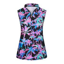 Viracy 3XL Sleeveless Golf Shirts Women, Sporty Summer Workout T Shirt 1/4 Zipper Plus Size Curved Hem Moisture Wicking Athletic Tops