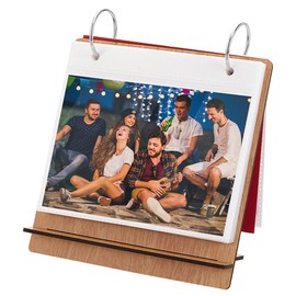 AHANDMAKER 5x4 Inch Wooden Flip Photo Album, Photo Frames for Desk Wooden Cover Scrapbook DIY Binder Photo Album Desktop Displaying Frame Picture Book for Wedding Family Graduation Travel - 50 Pockets