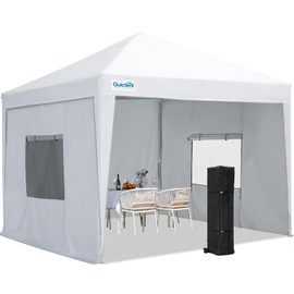 Quictent 10X10 Ez Pop up Canopy Tent with Sidewalls, Outdoor Commercial Party Event Shelter Enclosed Waterproof, Includes Weight Bags and Wheeled Carry Bag