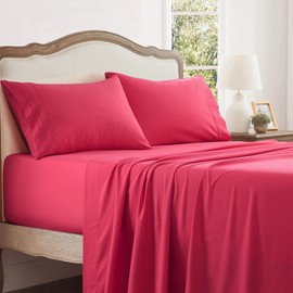 Aormenzy Extra Deep Pocket Full Sheets - 4 Piece Magenta Bed Sheet Set - Fits Mattress 18-24 Inches Deep - Ultra-Soft Microfiber Extra Deep Sheet Sets for Women, Men, Kids & Teens