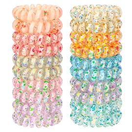 JessLab Small Spiral Hair Ties, Coil Elastic Hair Ties for Women, Pack of 20, Durable and Waterproof Hair Accessories, Suitable for the Hair Types, No Damage Hair Ties, Mix Color 2