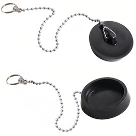 KOLZEMV Drain Plug, Pack of 2 Sink Plugs, Diameter 45 to 40 mm, Bath Plug with 40 cm Plug Chain, Sink Plug Closure, Drain Plug for Sink, Kitchen Sink