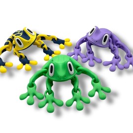 Magnetic 7" Blob Frog - 3d Printed Articulated Hoppy Fun Decor - Color: Yellow/Blue