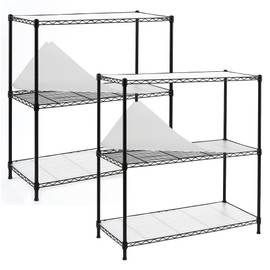 EZPEAKS 2-Pack 3-Shelf Shelving Unit with 3-Shelf Liners, Adjustable Rack, Steel Wire Shelves, Shelving Units and Storage for Kitchen and Garage (36W x 16D x 36H) Black