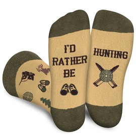 AGRIMONY Funny Hunting Socks for Men Dad Teen Boys - I’d Rather Be Hunting Novelty Silly Crazy Funky Socks - Hunters Accessories Birthday Valentines Fathers Christmas Fun Gifts Ideas Stocking Stuffers