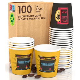 100 Pieces PubBeigeCUP Paper Coffee Cups Eco Friendly Biodegradable Disposable Cups Small Takeaway Hot Drinks 65ml