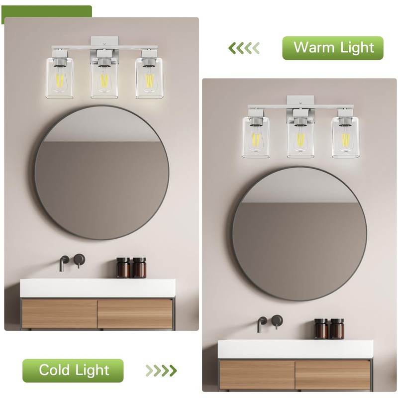Espird Brush Nickel Bathroom Vanity Light - 3 Light Bathroom