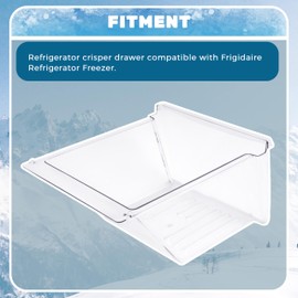 HECASA 240364503 Crisper Drawer Compatible with Frigidaire Refrigerator Freezer 240364502 240364505 240364507 Meat Pan Crisper Bin Plastic (PC) Replacement Only Clear