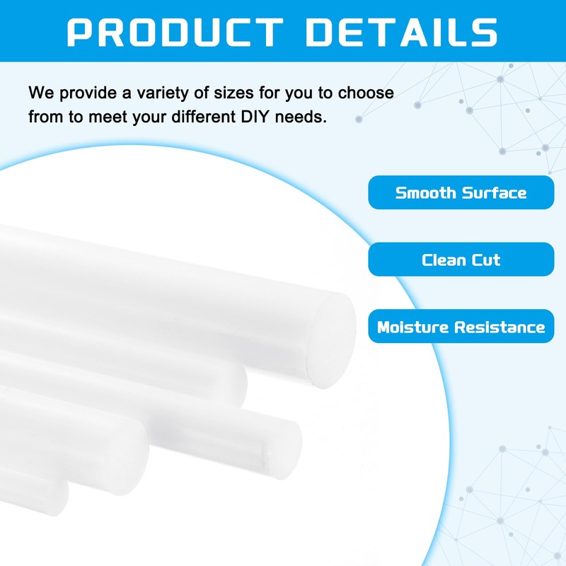 sourcing map ABS Plastic Rod Round Solid Bar 10 mm