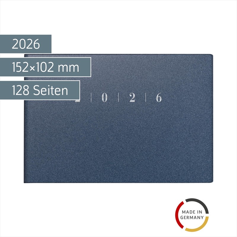 rido/idé Septimus 2026 Pocket Calendar A6 Landscape Plastic Blue