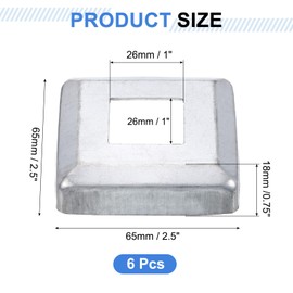 uxcell 6Pcs Post Base Cover, 2.5"x2.5" (Internal Size 1"x1") Metal Integral Style Post Skirt, Porch Column Wrap for Post Fence Deck Cable Railing Baluster Stair Rails, Silver