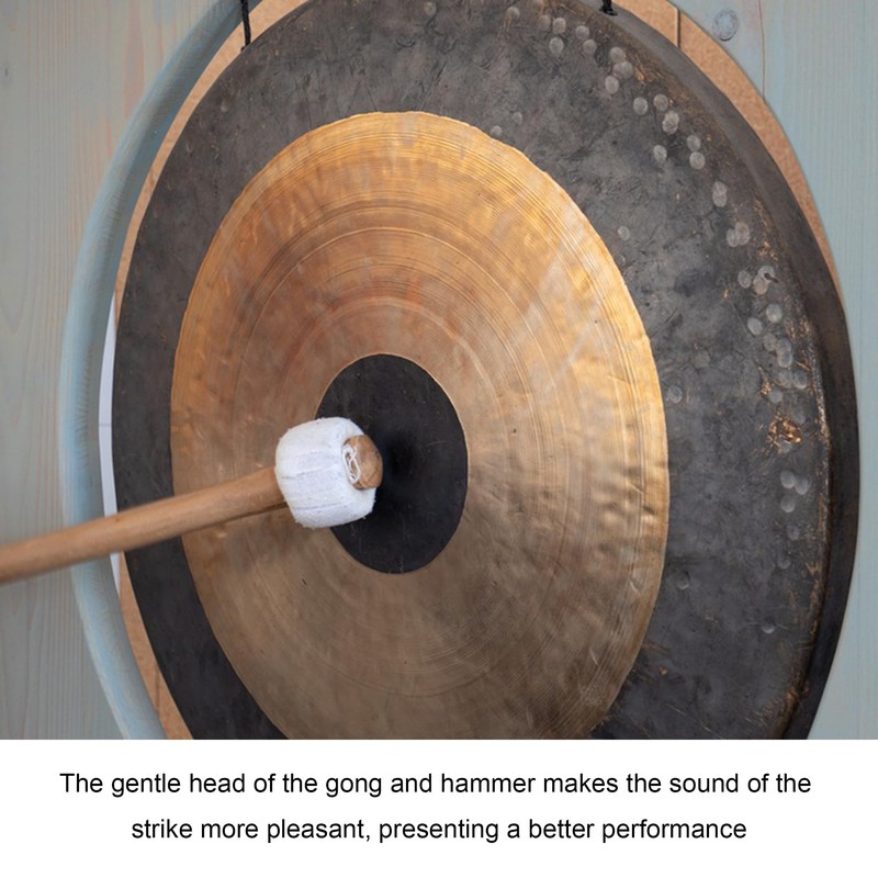 Bstinay 1.6x36cm Beige Gong Mallet Wooden Core with Velvet Head