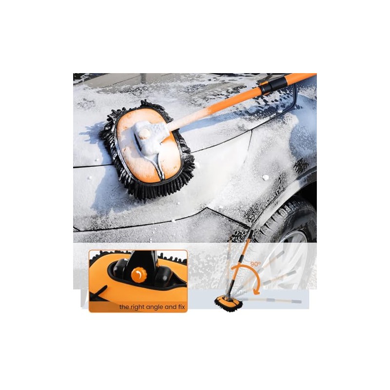HASTHIP® Cepillo de Limpieza para Auto, con Mango Extensible y