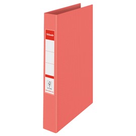 Esselte Ring Binder, 190 Sheet Capacity, 42mm Spine, 2 Ring A4 Folder, Hard Cover File, Home/Office Use, Embossed Pattern, Colour'Breeze Range, Coral, 628433