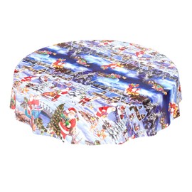 ANRO Oilcloth Tablecloth Oilcloth Tablecloth Christmas Red Christmas Round 140 cm