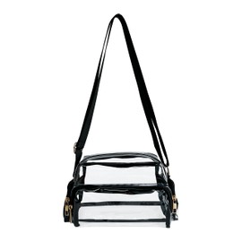 TotePrint Clear Stadium Messenger Bag for women, PVC Shoulder Purse with Adjustable Strap, clear crossbody bags for Concerts (Black)