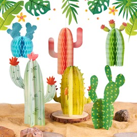 SUNBEAUTY 6 Pieces Cactus Decoration Cacti Honeycomb Balls Green Deoration Party Decoration for Summer Decoration Wedding Birthday Table Decoration Mexico Decoration
