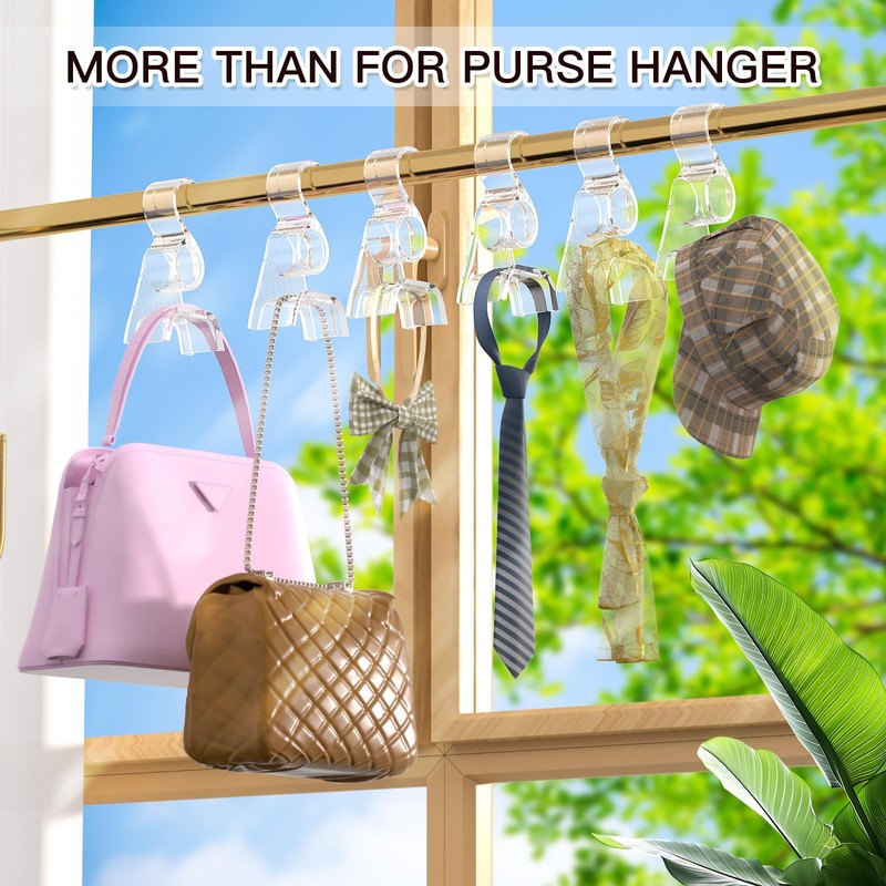 Famitree Pack of 6 Handbag Hangers Hooks Wardrobe Transparent