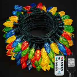 BlcTec Upgraded Super Big C9 Christmas Lights Outdoor, 100 LED 66 FT Christmas String Lights with Remote, 8 Modes, Waterproof, Timer, Extendable for Trees House Eaves Christmas Decorations, Multicolor