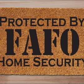 Protect by FAFO Home Security Funny Outdoor Rug Doormat Home Porch Decor Non Slip Door Mat Anti-skid Non-slip Black