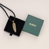 GAVU Mens Matte Onyx Pearl Feather Pendant Necklace, Stone, Onyx