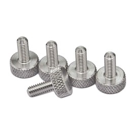PrecisionGeek - M6 x 10mm Flat Knurled Thumb Screws (Set of 5) - Silver Aluminium