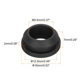 sourcing map 10Pcs Snap Rubber Grommet Plug Mount Dia 12.5mm ID 9.5mm Narrow Groove Width 2mm Seal Anti-Scratch for Electrical Box Cable Pipes Black